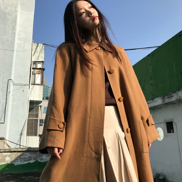카라멜 롱 코트 
