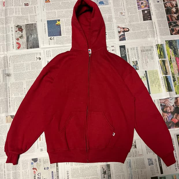 [L] 90s USA 빈티지 러셀 후드집업 레드와인