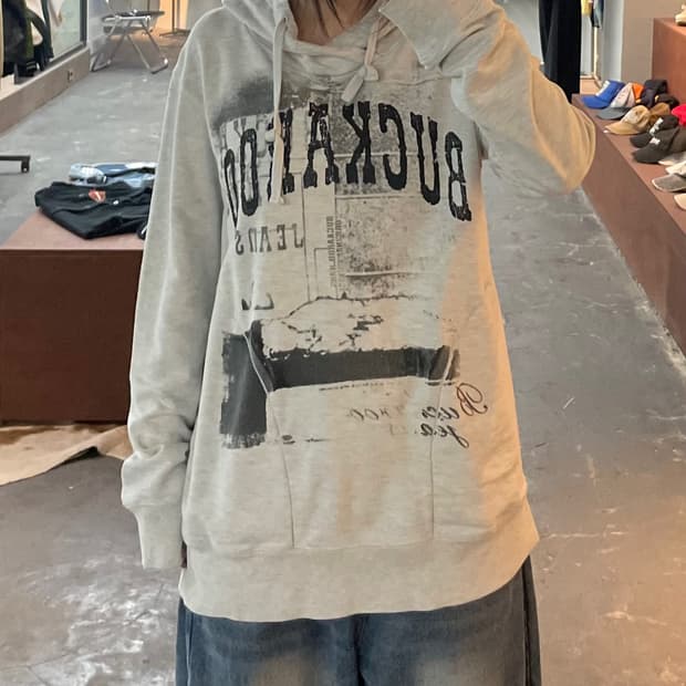 버커루 빈티지 그래픽 후드티 H2750
