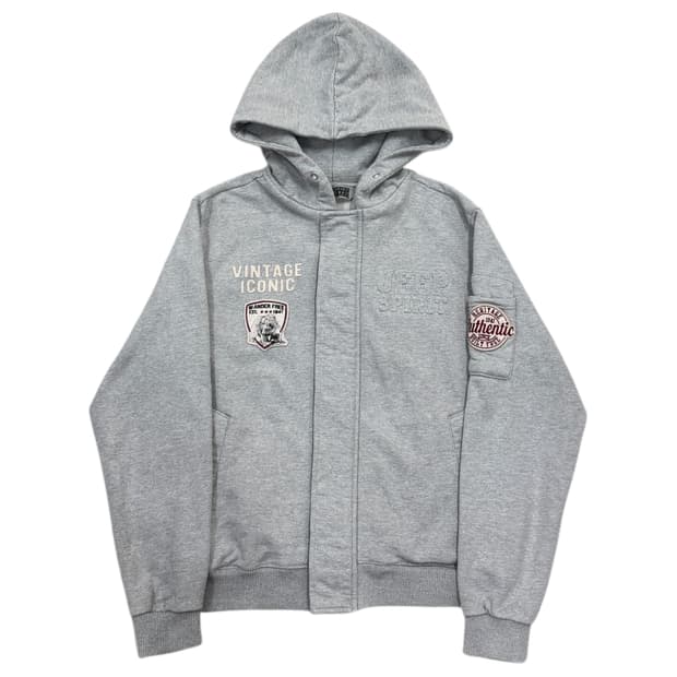 지프 빈티지 Y2K 패치 후드집업 자켓 그레이 S