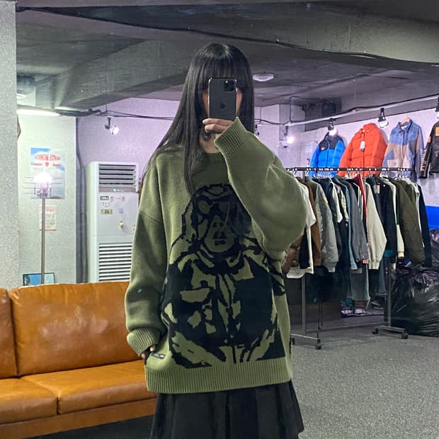 크리틱 스카웃보이 카키 올리브 니트 스웨터 B4219 