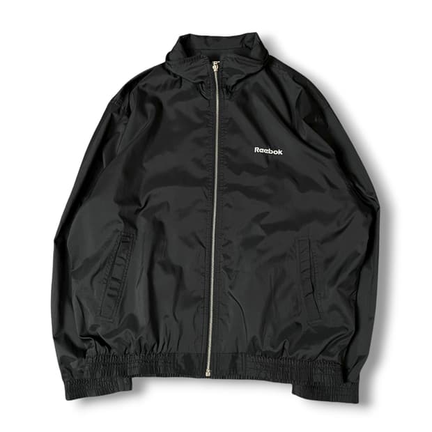 리복 블랙 로고 나일론 바람막이 자켓 100