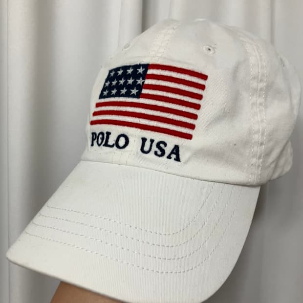 폴로 usa플래그 볼캡 화이트