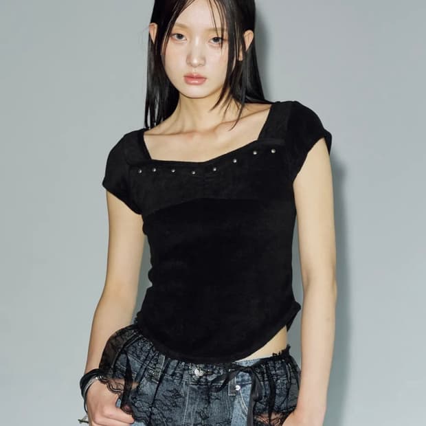 헬레네파리스 HELENE PARIS 테리 스터드 하프 티셔츠