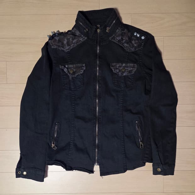 빈티지 펑크 스컬 셔츠 나사커스텀 데님자켓 