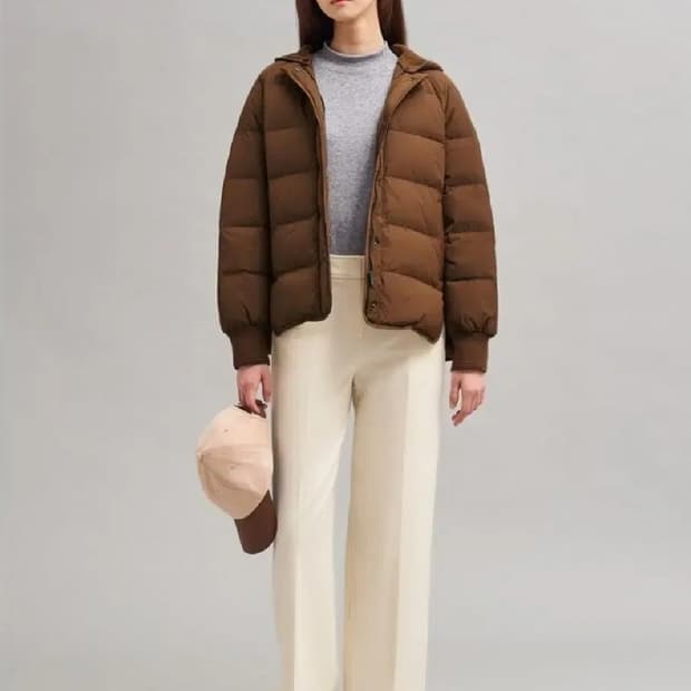 (95)여성 빈폴 니트후드 구스다운 패딩