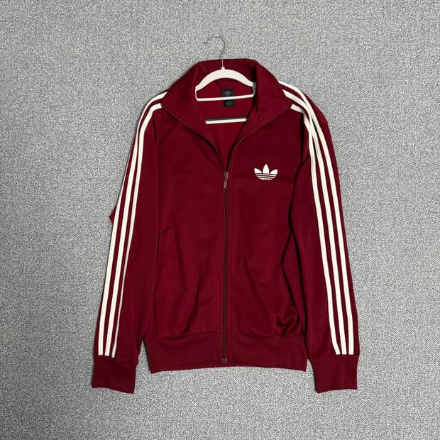 아디다스 파이어버드 져지 버건디 화이트 100 트랙탑