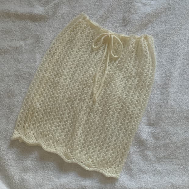 크로셰 니트 레이어드 스커트