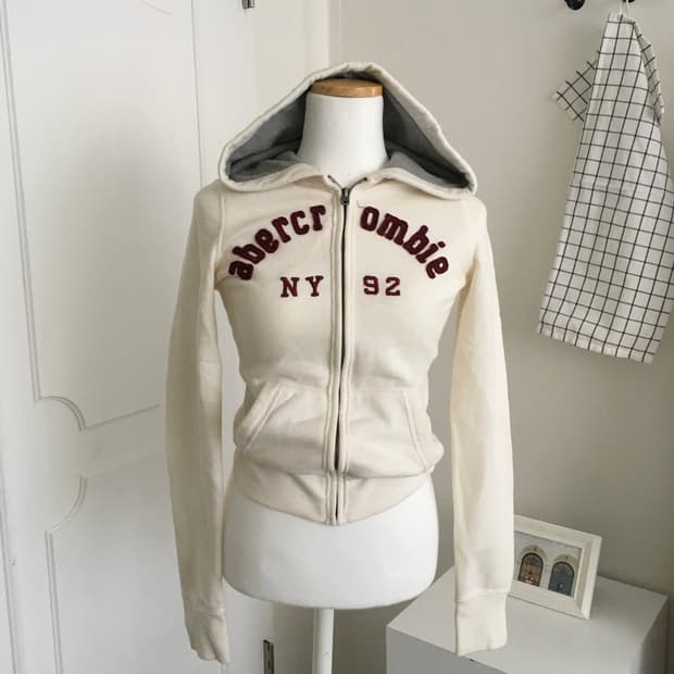 아베크롬비 슬림핏 크림버건디 후드집업
