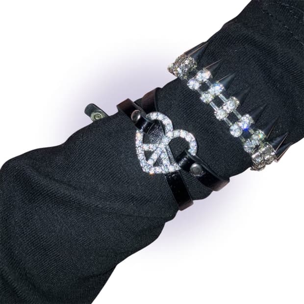 갸루 큐빅 실버 팔찌 초커 일괄 판매 펑크 고스 빈티지