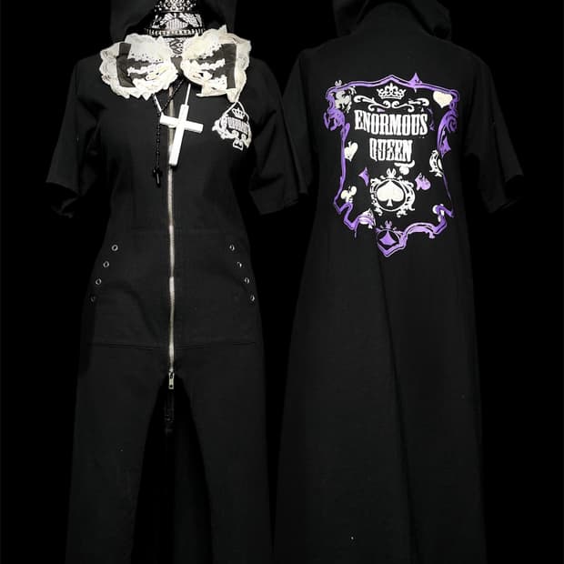 DEORART 디오라르트 네코 고양이 펑크 블랙 후드집업 원피스