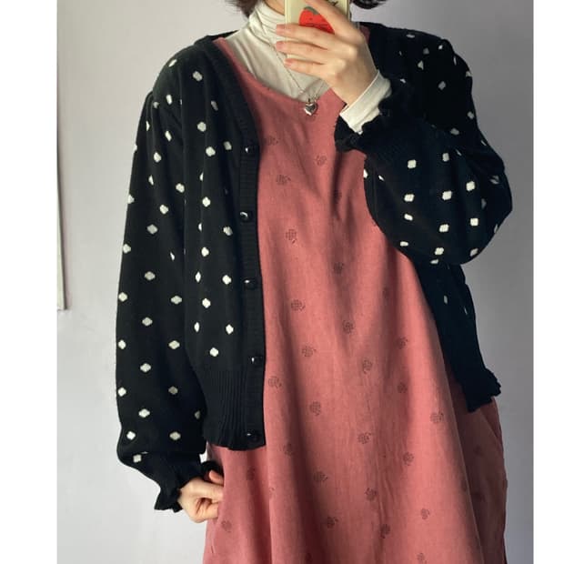 도트 프릴 가디건