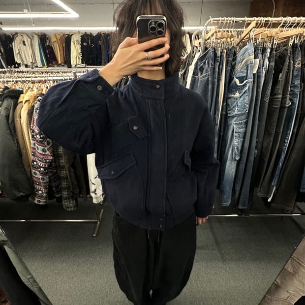 M)맥그리거 빈티지 네이비 울 봄버자켓