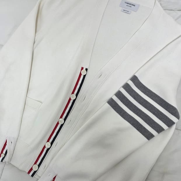 [S급] 톰브라운 밀라노스티치 가디건 화이트 2사이즈 L