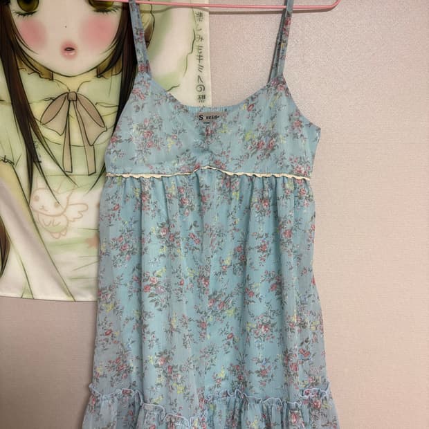 빈티지 모리걸 갸루 나시 플라워 원피스