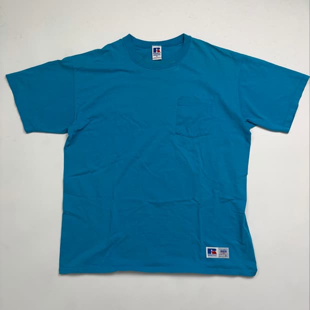 90s Russell Pocket Tee (teal blue)