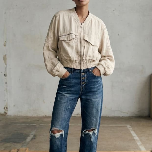 자라 린넨 블루종 점퍼