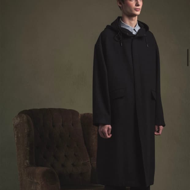 비슬로우  풀오버 울 후드 코트  S사이즈