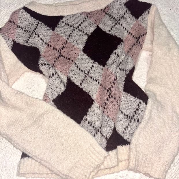 리즈리사깔 초코딸기 아가일 스웨터