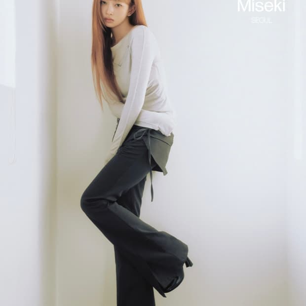 미세키서울 사이드셔링 스트링 미니 스커트 팬츠세트 블랙