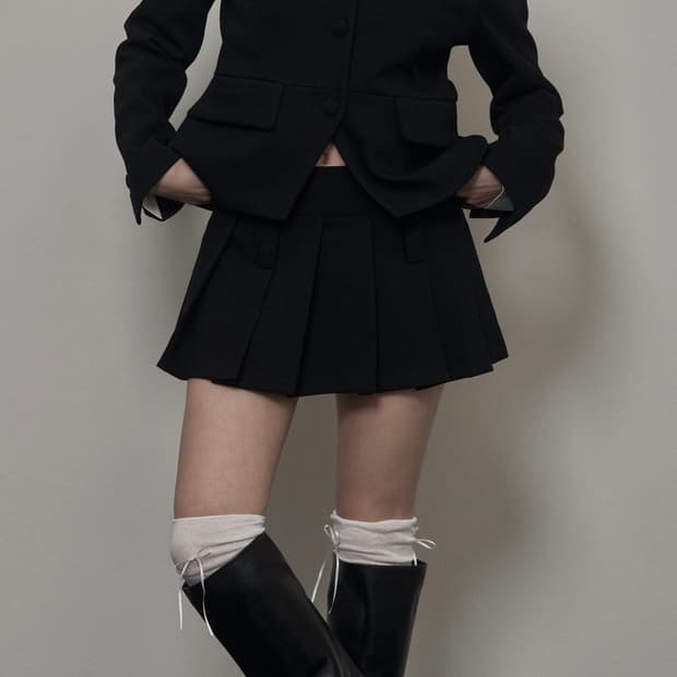 카키포인트 Pleats Skirt 블랙