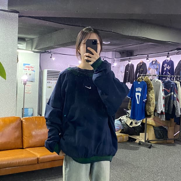 나이키 미들스우시 네이비 웜업 B3163