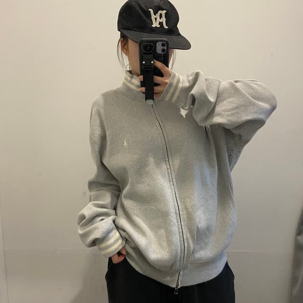 폴로 랄프포렌 화이트포니 코튼 그레이 니트집업