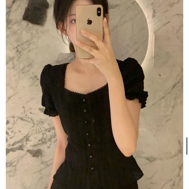 제니오 썸머 펄 에스닉 블라우스 - 블랙