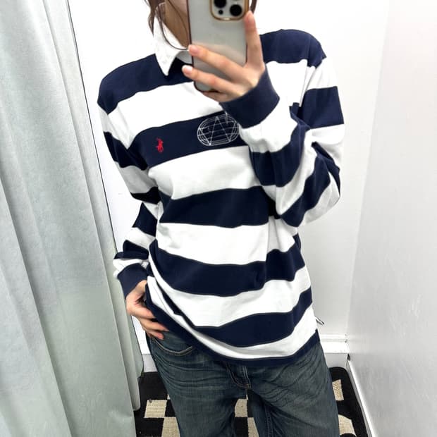 폴로 블루 화이트 스트라이프 pk 티셔츠