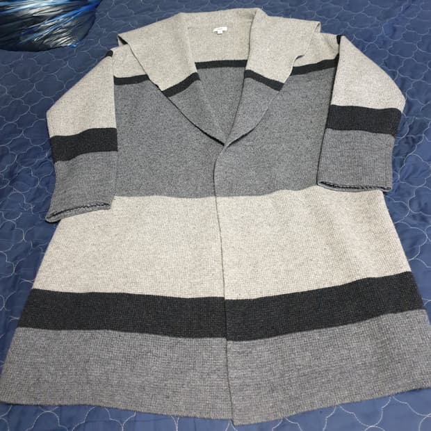 VINCE 빈스 캐시미어 울 버튼리스 하이넥 롱가디건 그레이 (S)