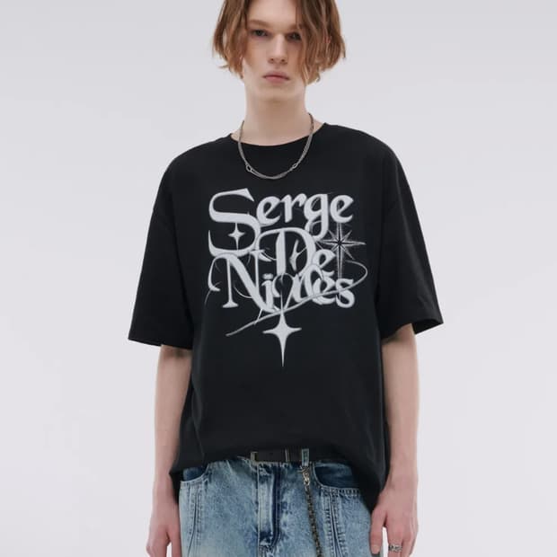 메종미네드 레터링 블랙 반팔 티셔츠 L