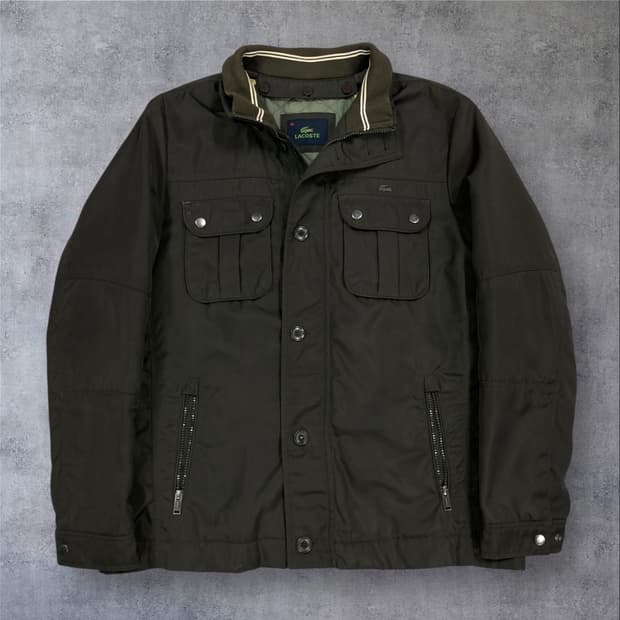 라코스테 카키 컬러 스몰 로고 윈드 자켓