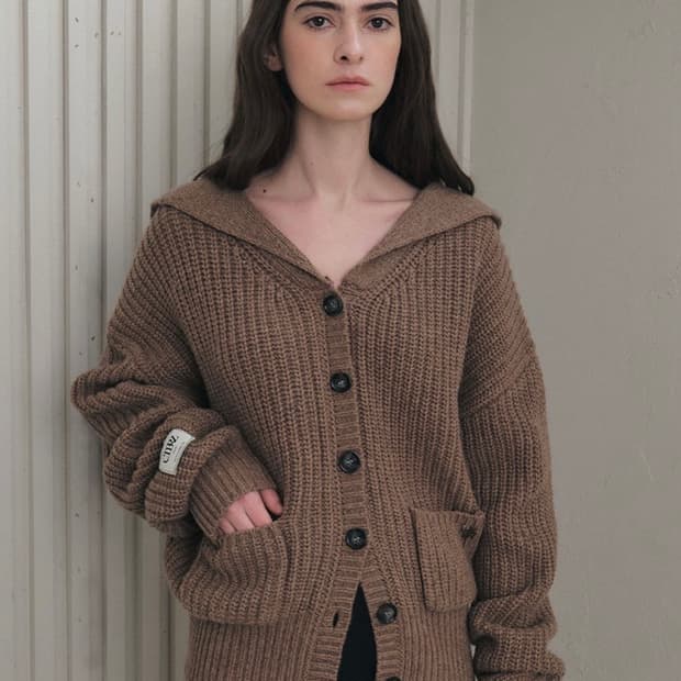 시티브리즈 투포켓 세일러 가디건 브라운 새상품