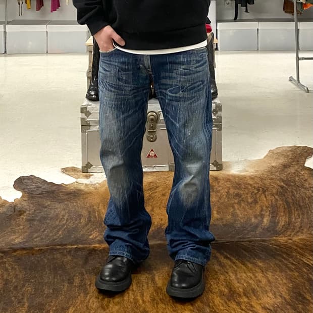 00's EDWIN blue trip 503 flare denim