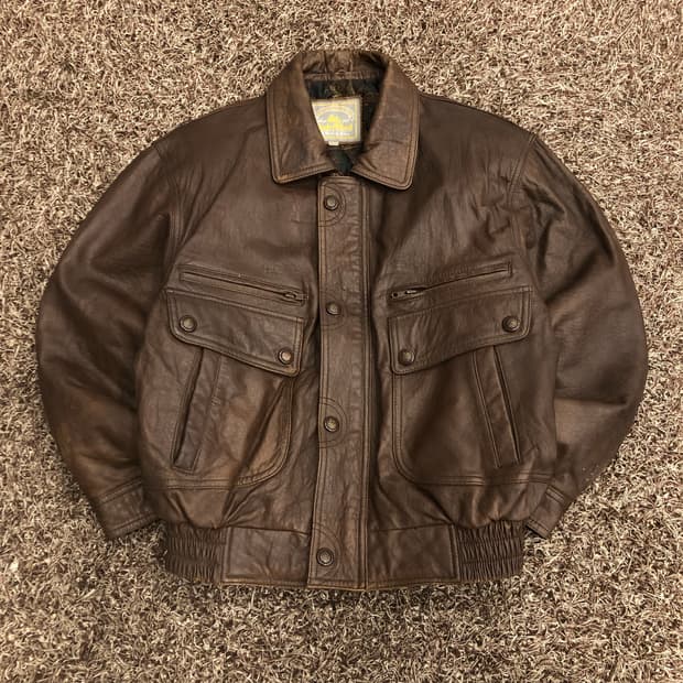 언더우드 빈티지 양가죽 봄버 브라운 레더 가죽 자켓