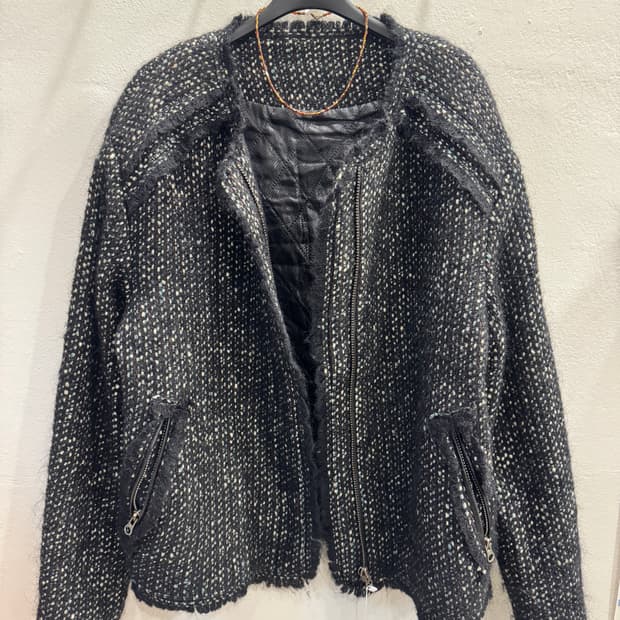 vintage 트위드 집업자켓