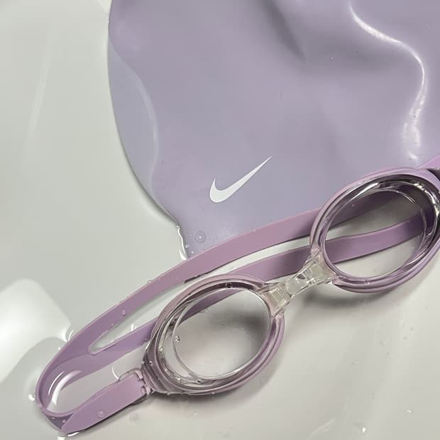 나이키 수모+수경 세트 (라일락 컬러) 