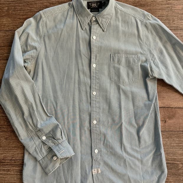 RRL 더블알엘 스트라이프 워크셔츠 블루/화이트