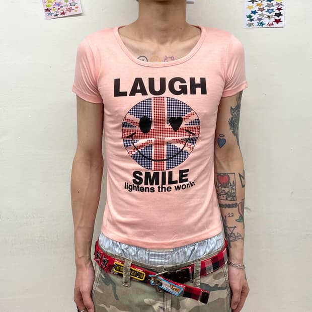 LAUGH American flag smile T-shirt