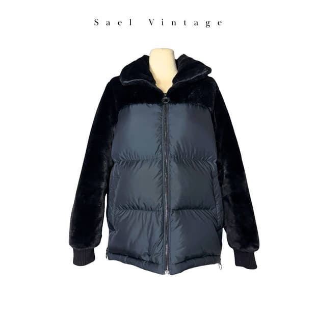 질스튜어트 스포츠 19FW 블랙 에코퍼 숏 다운 패딩