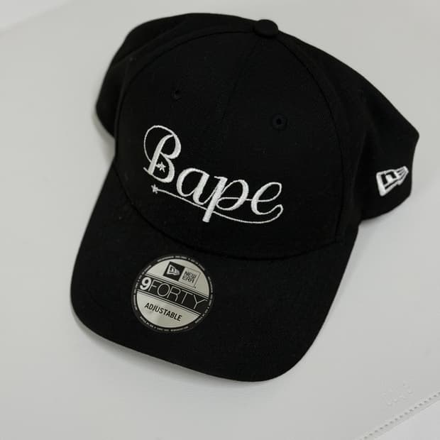 (W) 베이프 x 뉴에라 9포티 캡 블랙 모자