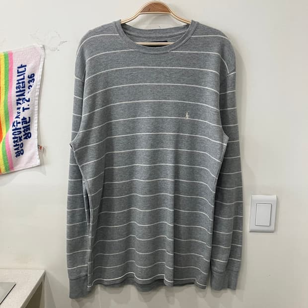 303 폴로 스트라이프 와플 롱슬리브