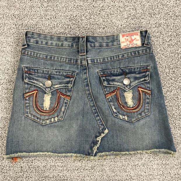 에비수 데님 미니 스커트