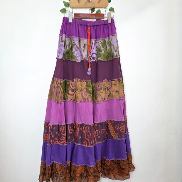 히피 패치워크 롱스커트