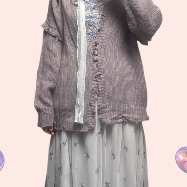 퍼플 모리세트 #모리걸 #하구미 #무지개떡 #가디건 #보라 #퍼플