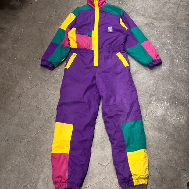 90‘s 컬러블럭 스키 오버롤