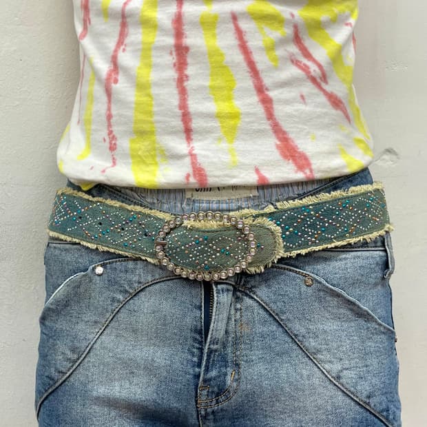 Denim Cubic Damage Belt