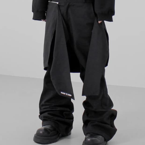 로아링라드 셔츠 지퍼 플레어 팬츠 블랙 M