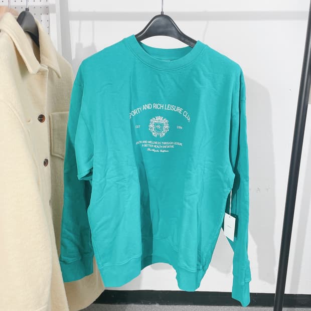 (정품/새상품) 스포티앤리치 공용 민트 클럽 맨투맨