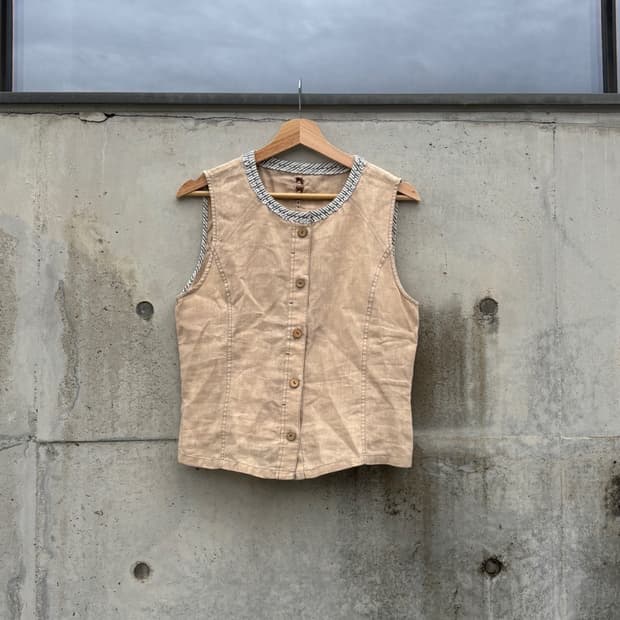Japanese Beige Button Vest